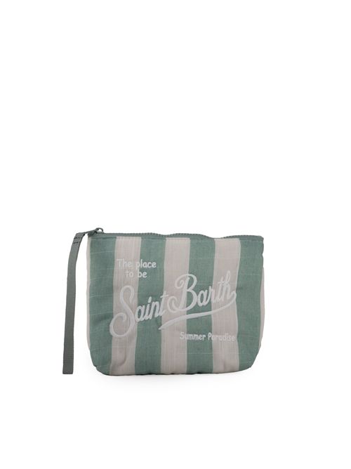 Pochette Aline Soft in lino a righe Verde/Bianco Mc2 Saint Barth | ALINE SOFT00124H LINEN STRIPES BIG 5310